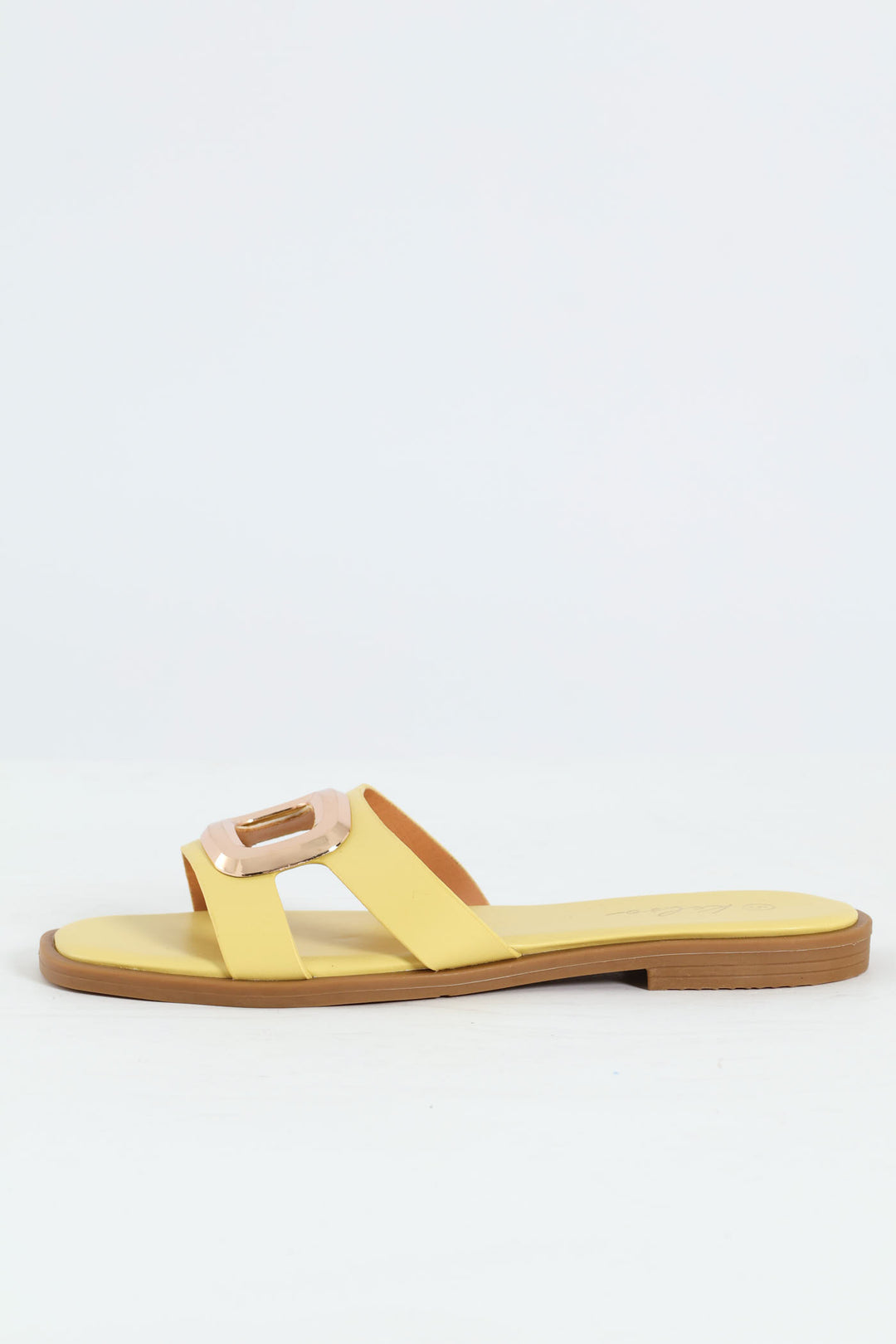Large Oval Trim Single Band Mule Sandal - Lemon