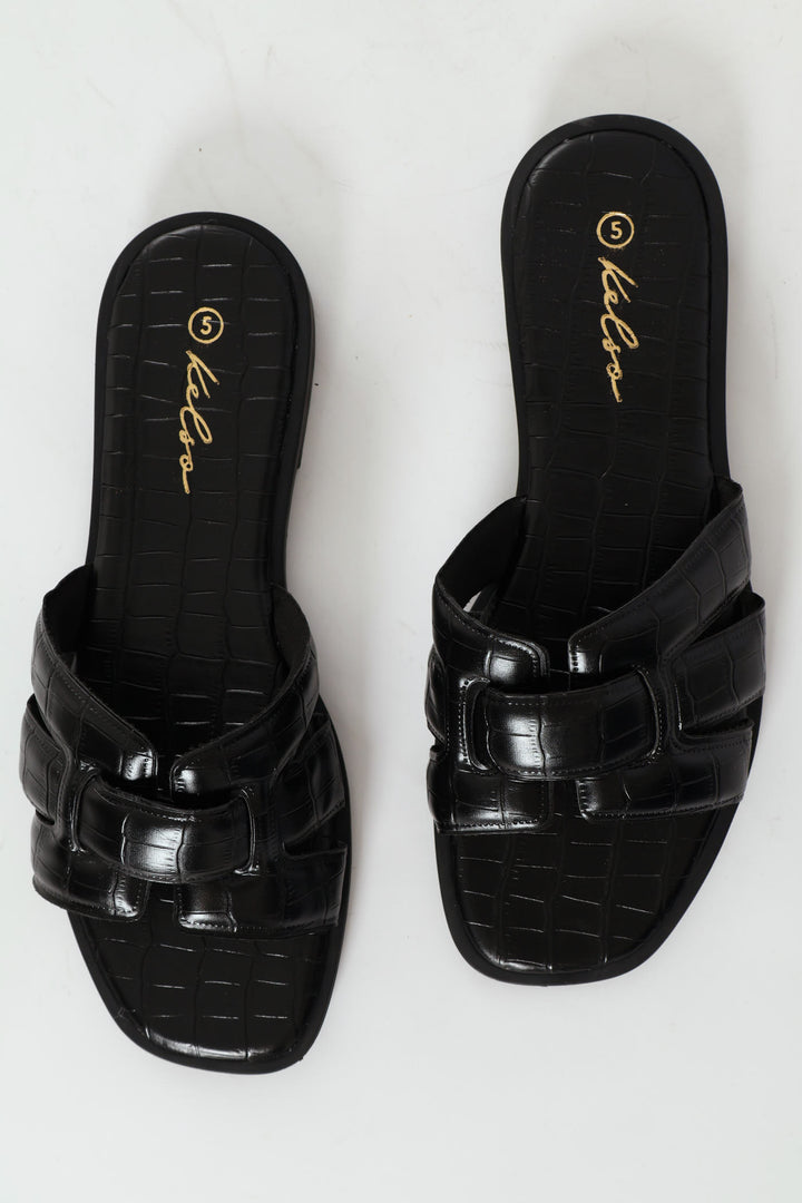 Interlinked Mule Sandal On Fashion Outsole - Black