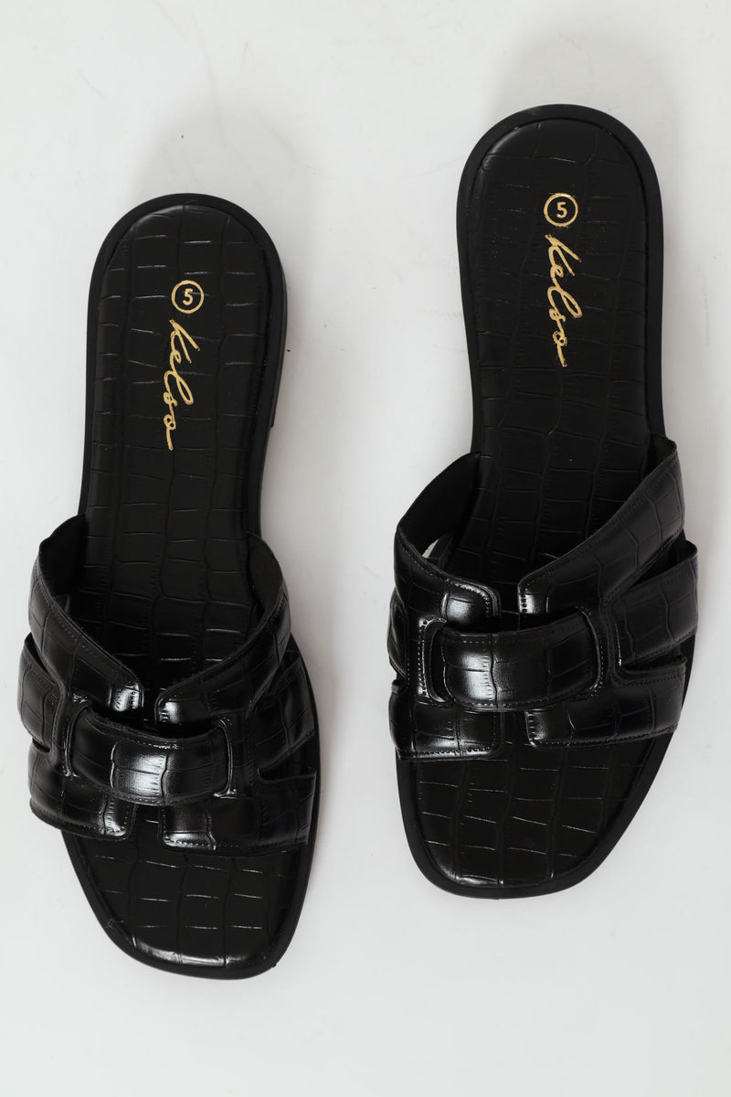 Interlinked Mule Sandal On Fashion Outsole - Black