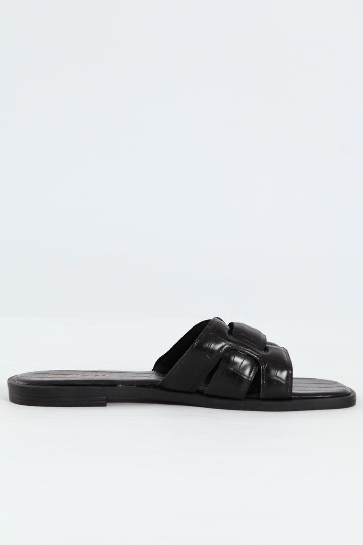 Interlinked Mule Sandal On Fashion Outsole - Black