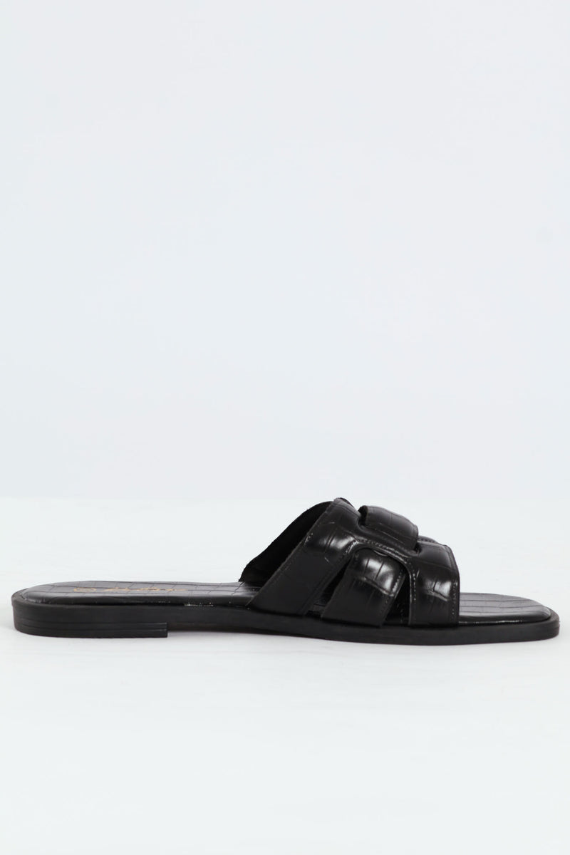 Interlinked Mule Sandal On Fashion Outsole - Black