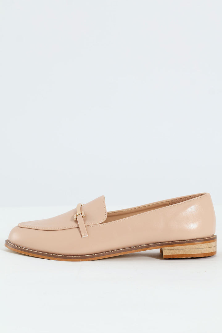 Fashion Metal Bar Loafer - Blush