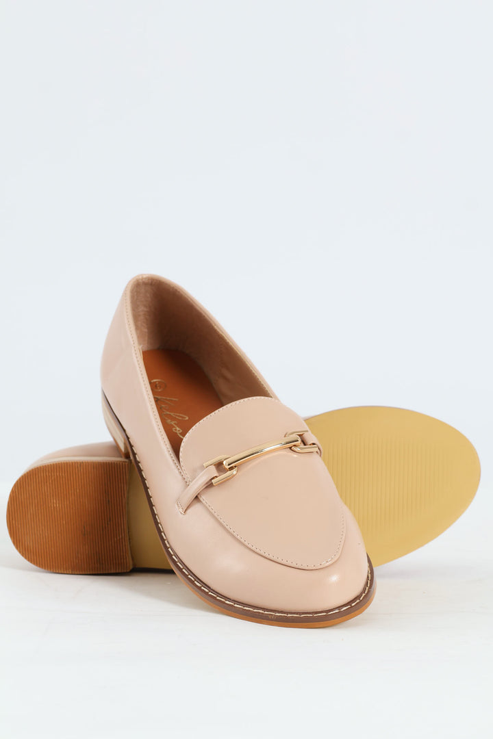 Fashion Metal Bar Loafer - Blush