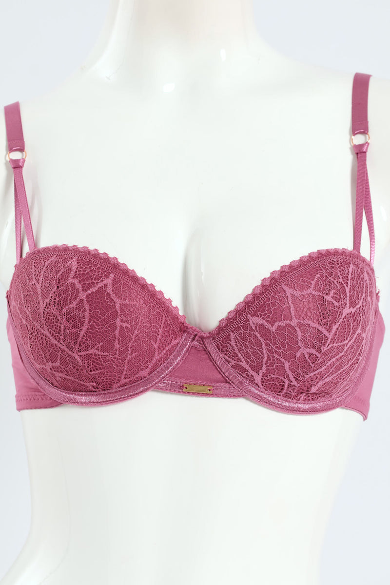 2 Pack Lace Balconette Bra - Rose/Black