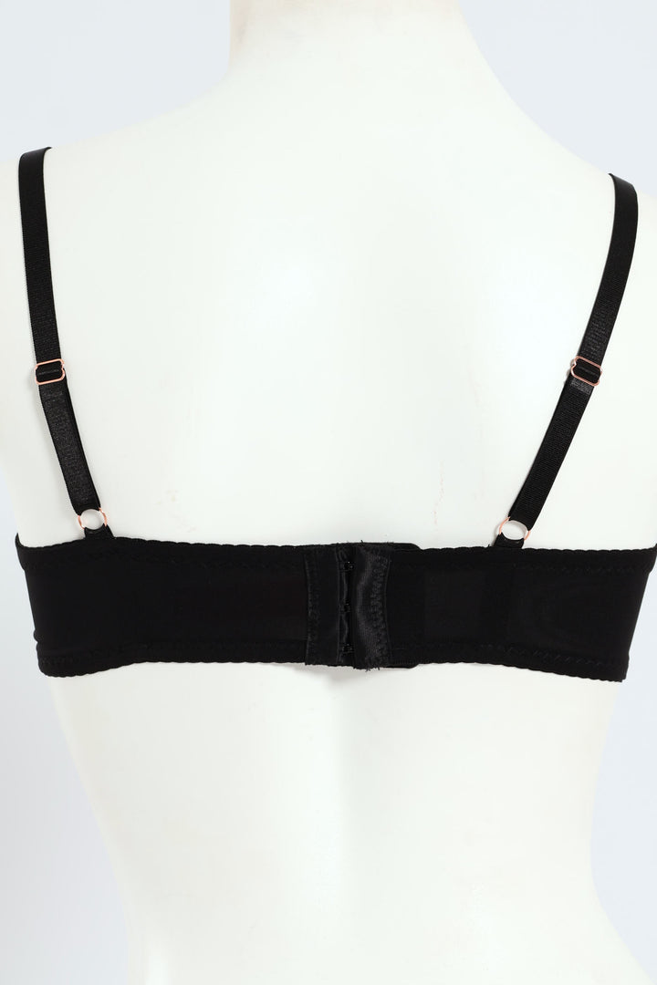 2 Pack Lace Balconette Bra - Rose/Black