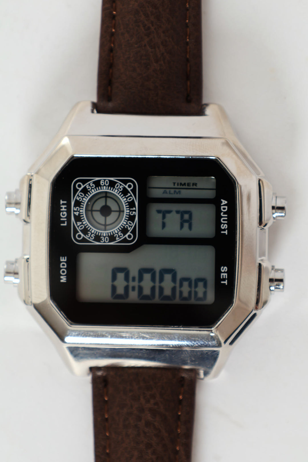 Leather Strap Digital Watch