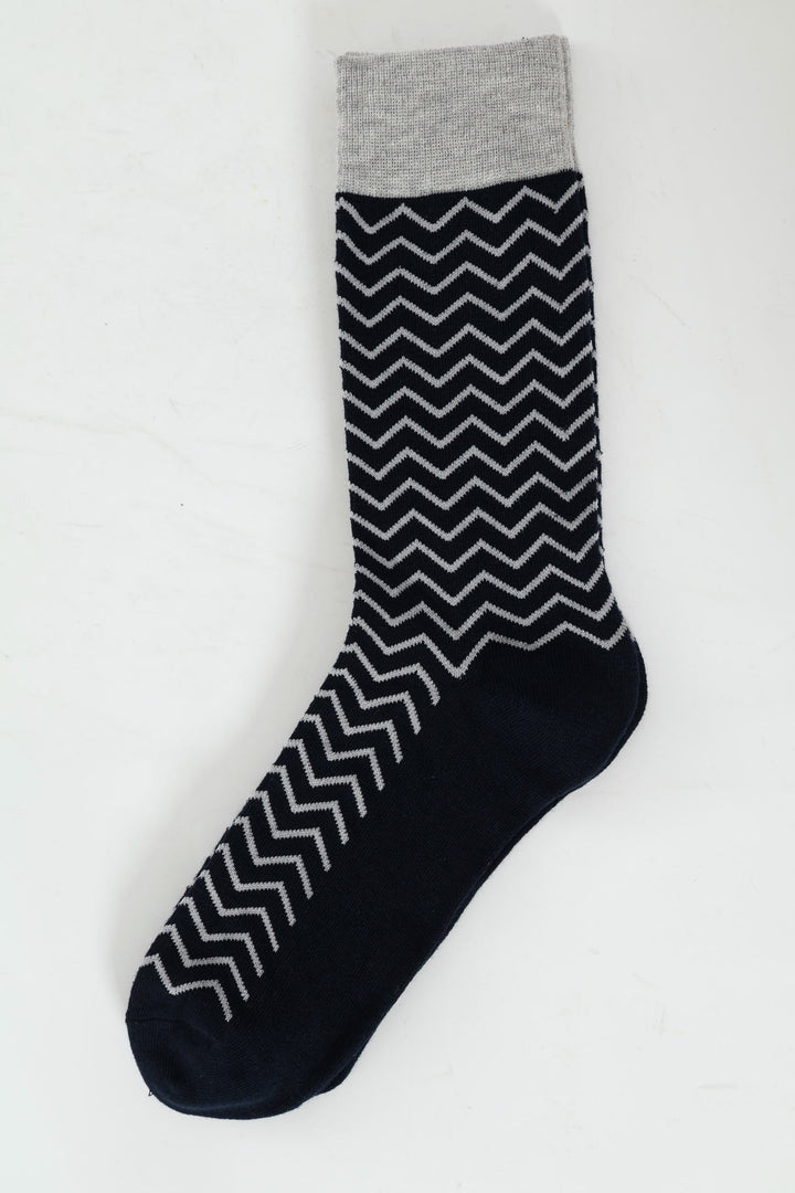 Stripe Single Socks - Navy/Grey
