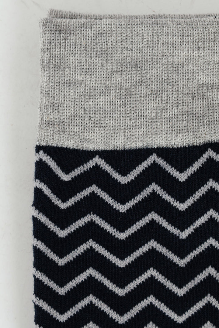 Stripe Single Socks - Navy/Grey
