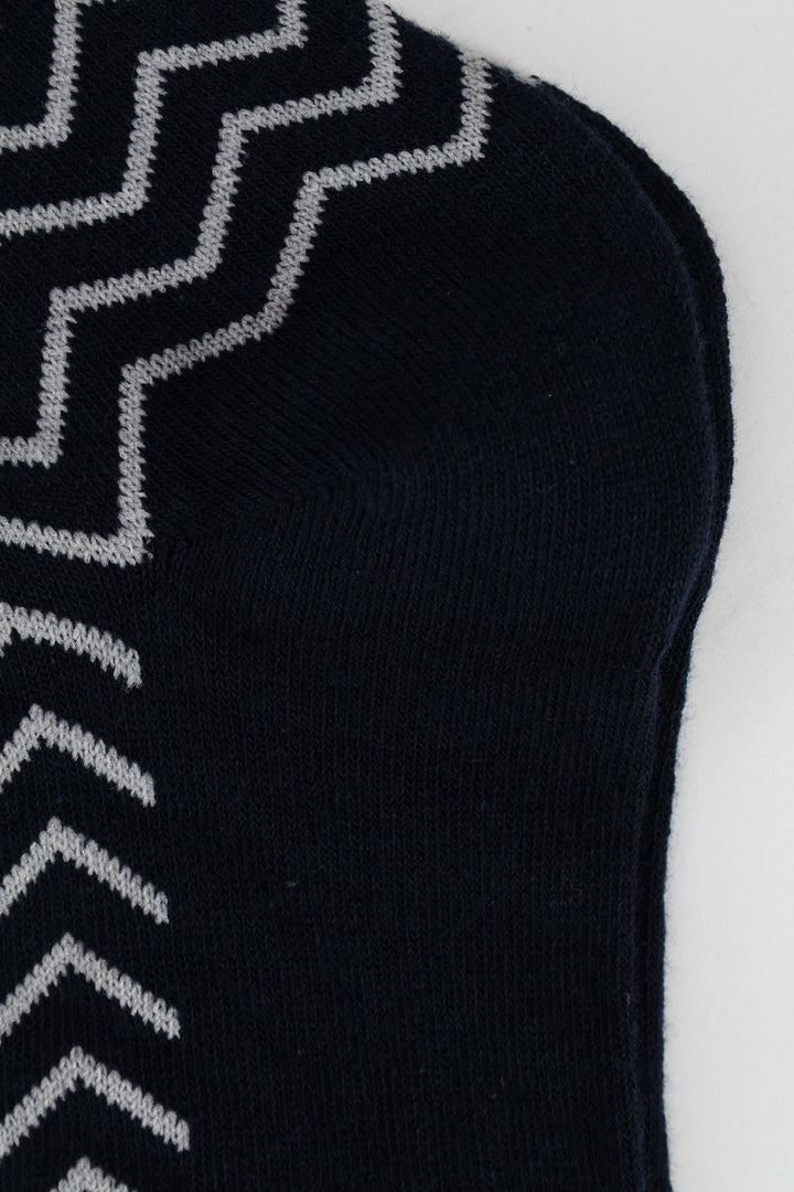 Stripe Single Socks - Navy/Grey