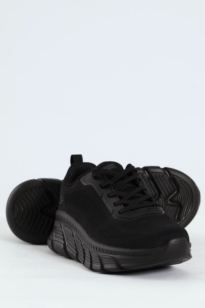 Bobs B Flex Hi Knit Lace Up Sneaker - Black