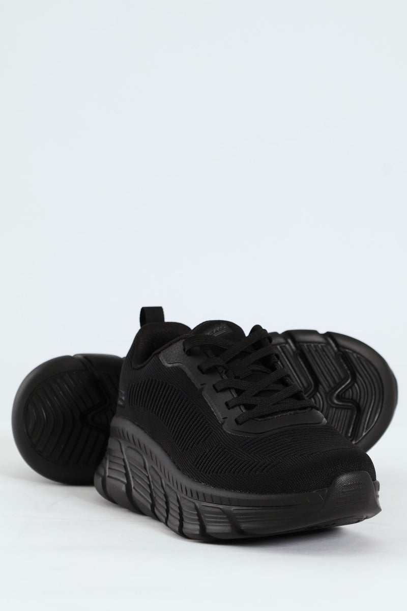 Bobs B Flex Hi Knit Lace Up Sneaker - Black
