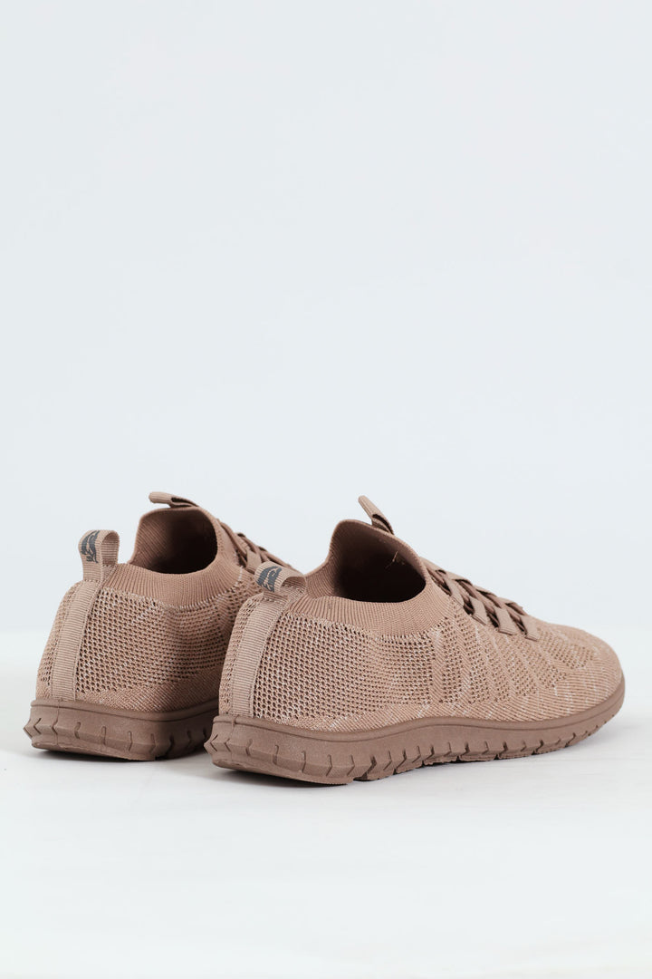 Soft Nansia Knit Lace Up Sneaker - Taupe