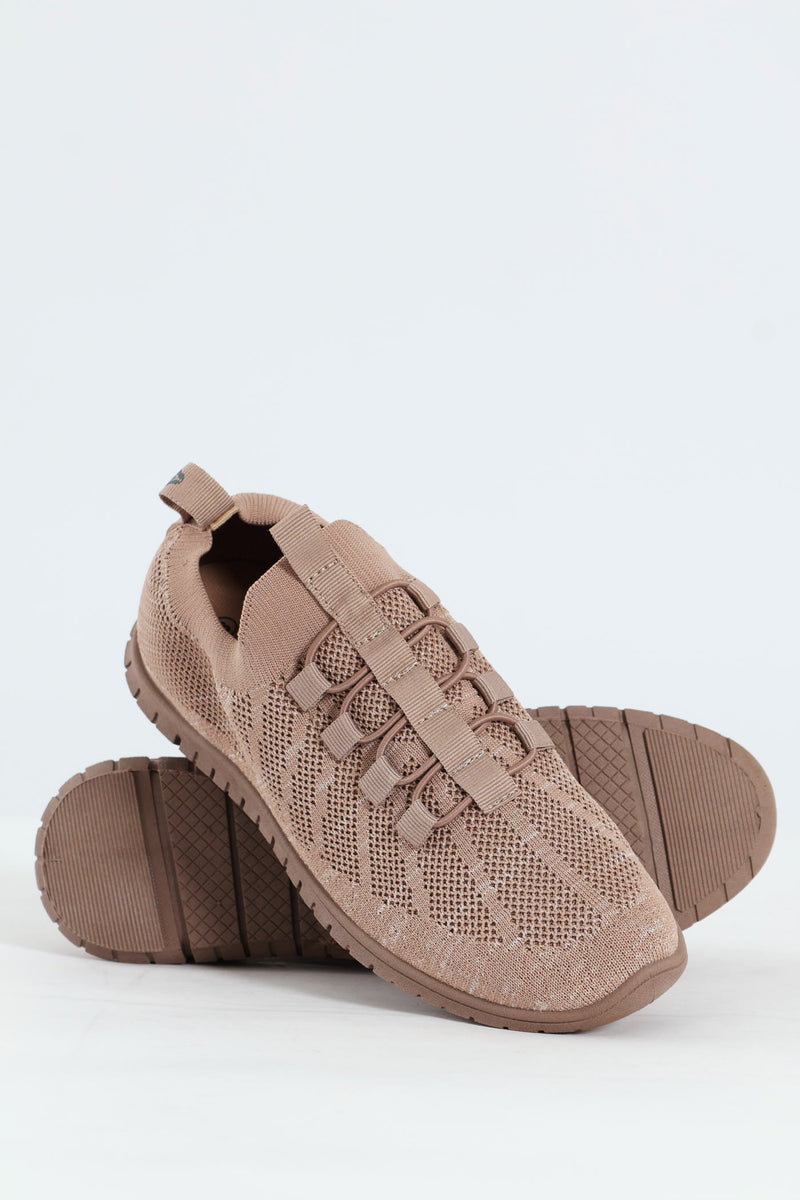 Soft Nansia Knit Lace Up Sneaker - Taupe