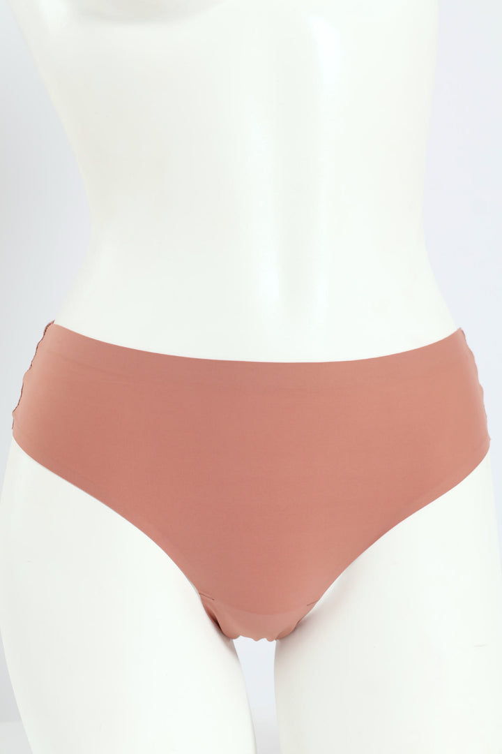 3 Pack Bonded Lace Midi Panties - Chocolate/Mocha/Pink