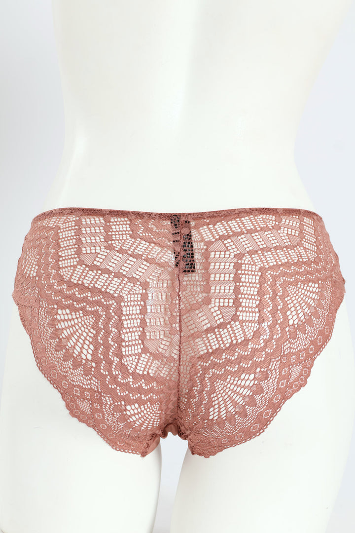 3 Pack Bonded Lace Midi Panties - Chocolate/Mocha/Pink
