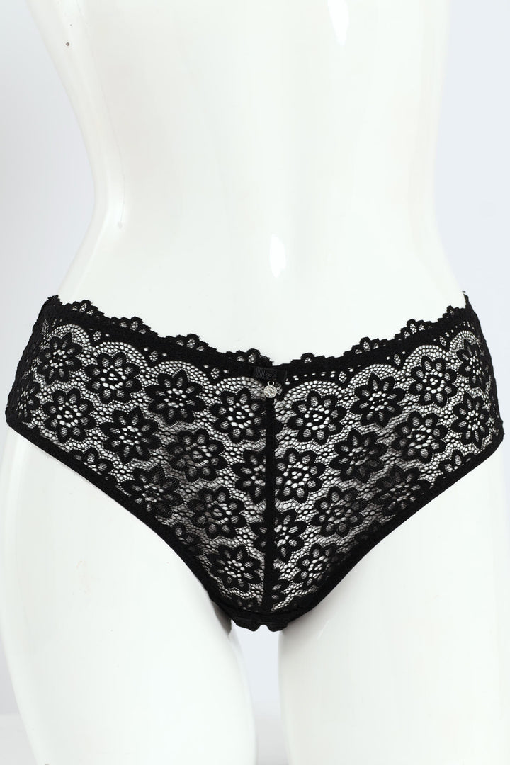 Full Lace Midi Panties - Black