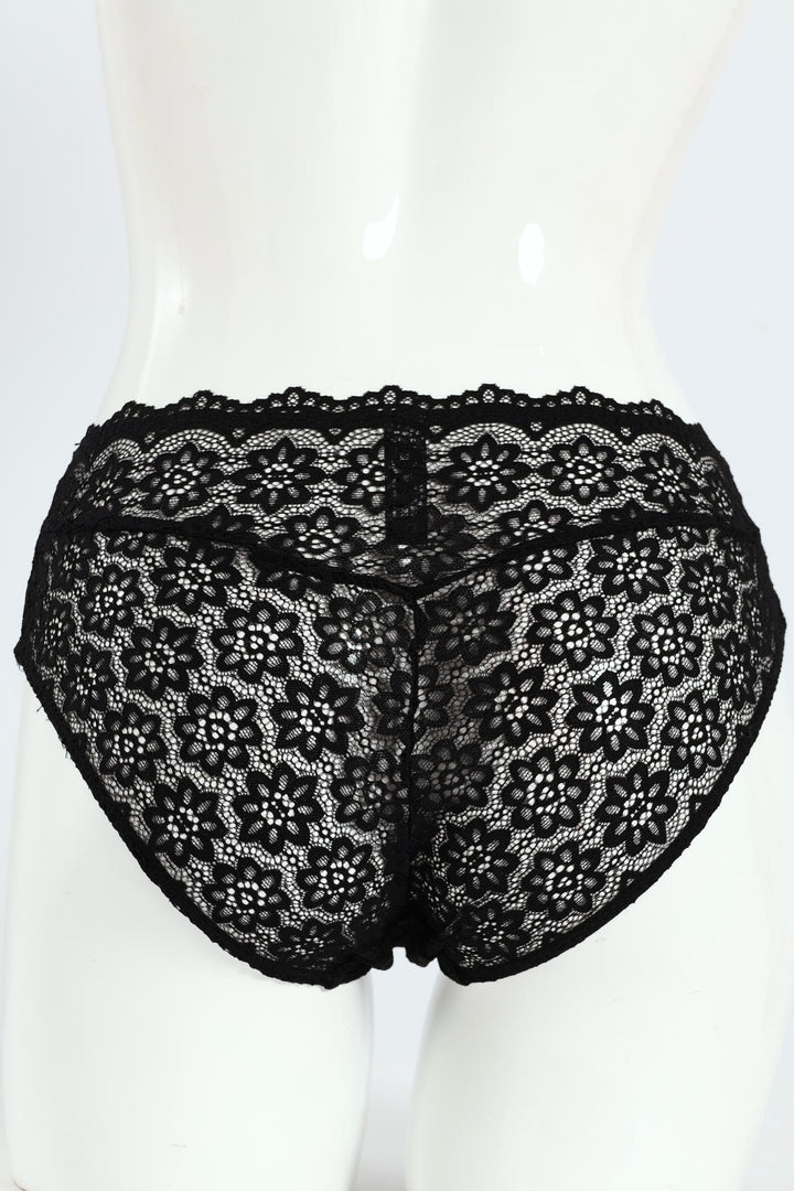 Full Lace Midi Panties - Black