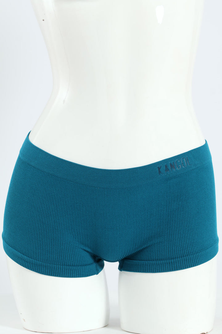 3 Pack Fashion Seamless Boyleg Panties - Teal/Black/Silver
