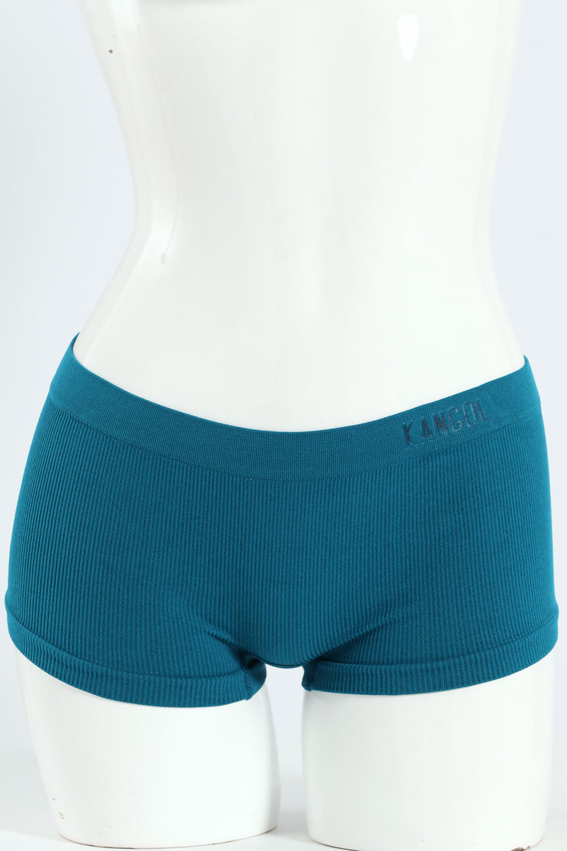 3 Pack Fashion Seamless Boyleg Panties - Teal/Black/Silver