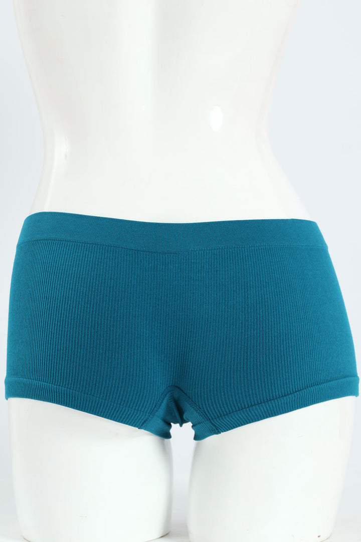 3 Pack Fashion Seamless Boyleg Panties - Teal/Black/Silver