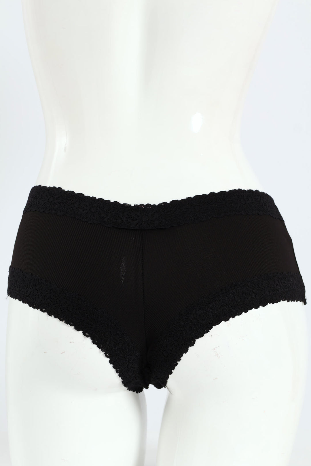 3 Pack Lace Trim Boyleg Panties - Milk/Black/Seashell