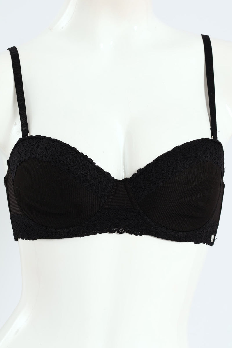 2 Pack Multiway Lace Trim Bra - Milk/Black