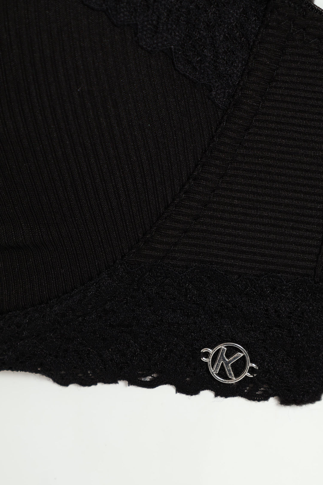 2 Pack Multiway Lace Trim Bra - Milk/Black