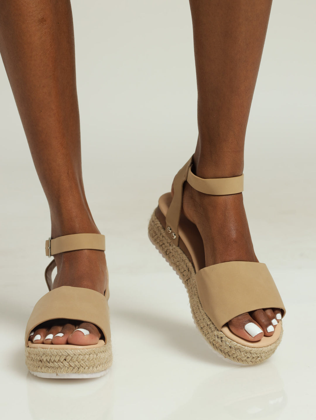 Girls Stone Wedge Sandal - Natural