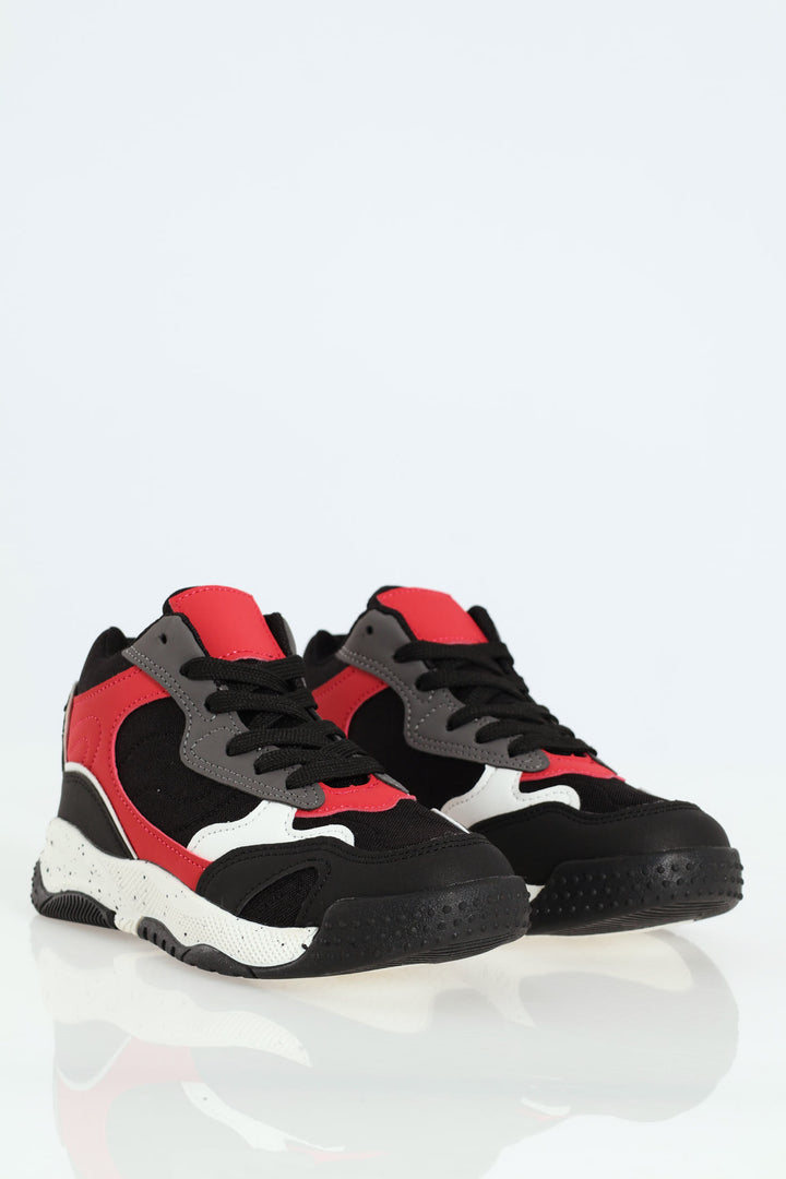 Boys Hitop Sneaker - Black/Red