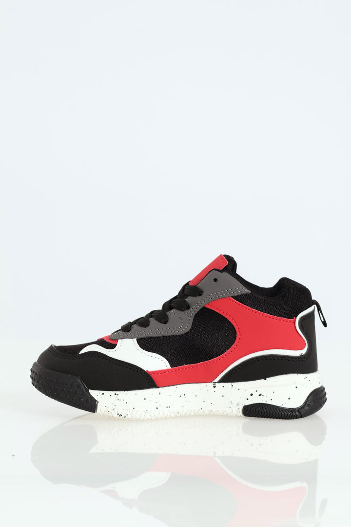 Boys Hitop Sneaker - Black/Red