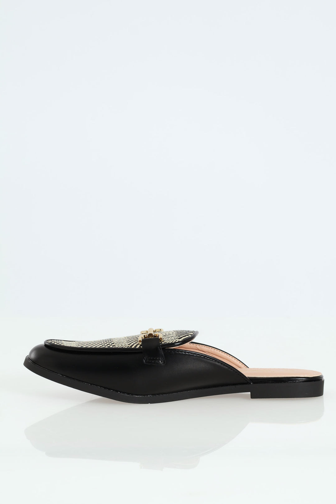 Baylee 1 Patent & Raffia Slip On Mule - Black
