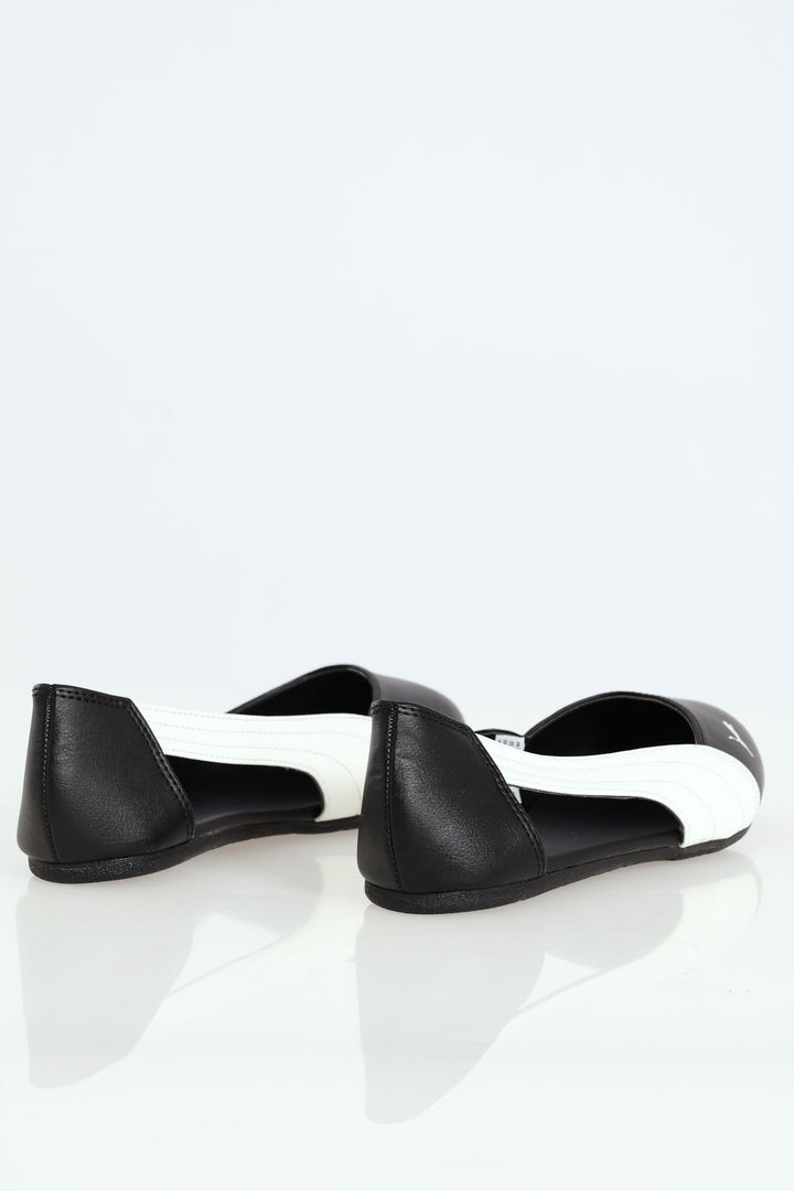 Basic Ballerina Cut Out Pump - Black/White
