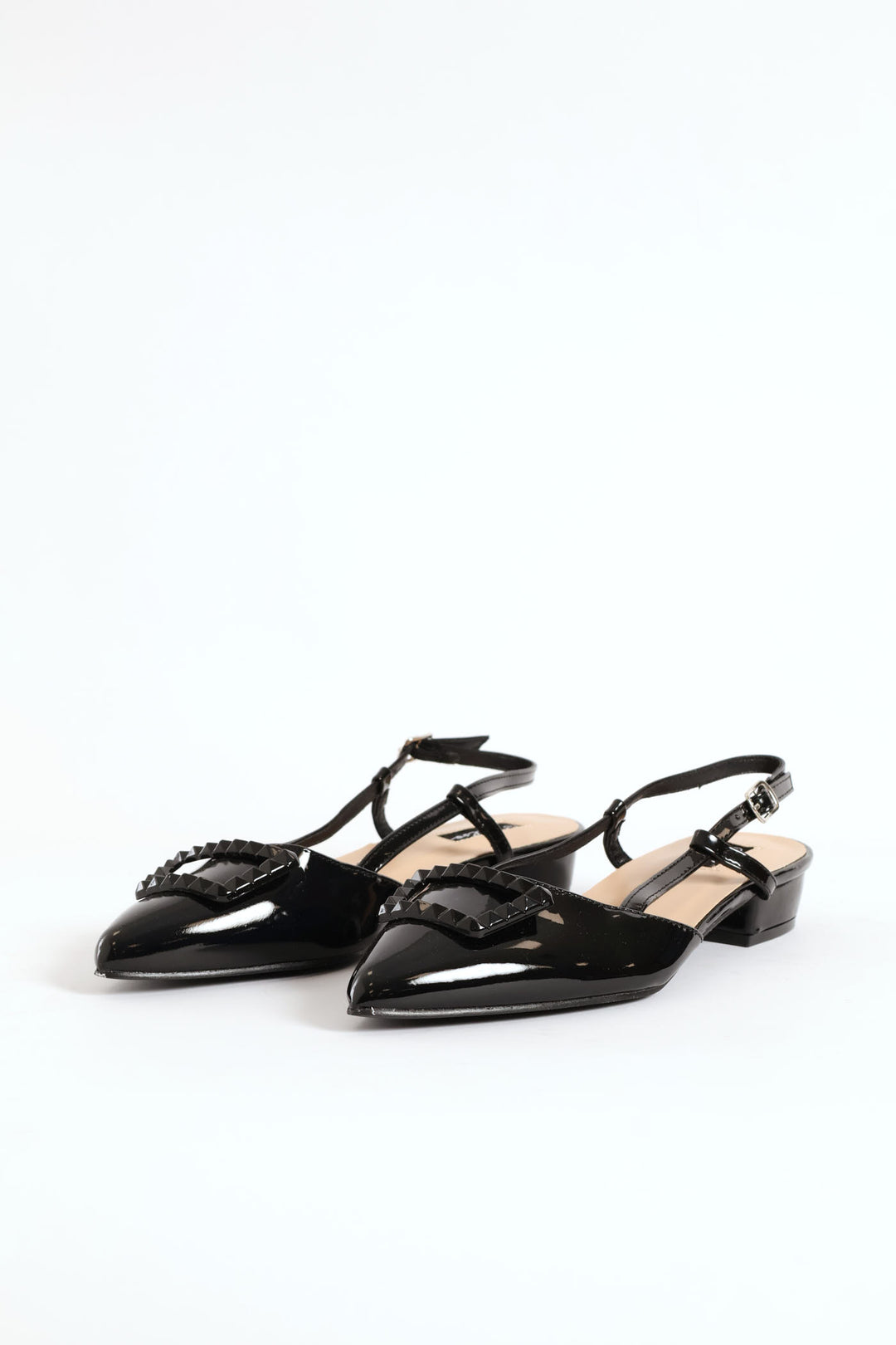 Patent Slingback Self Color Trim Mule - Black