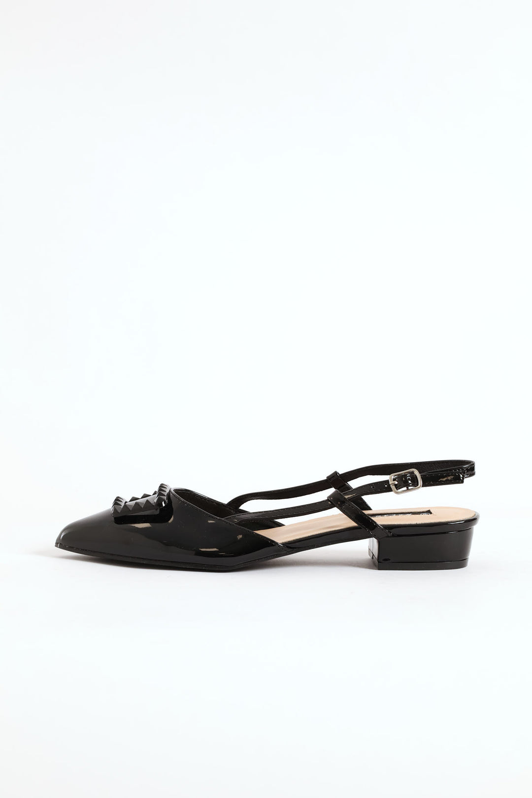 Patent Slingback Self Color Trim Mule - Black