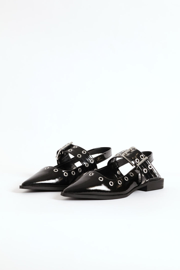 Single Sole Flat Mule - Black