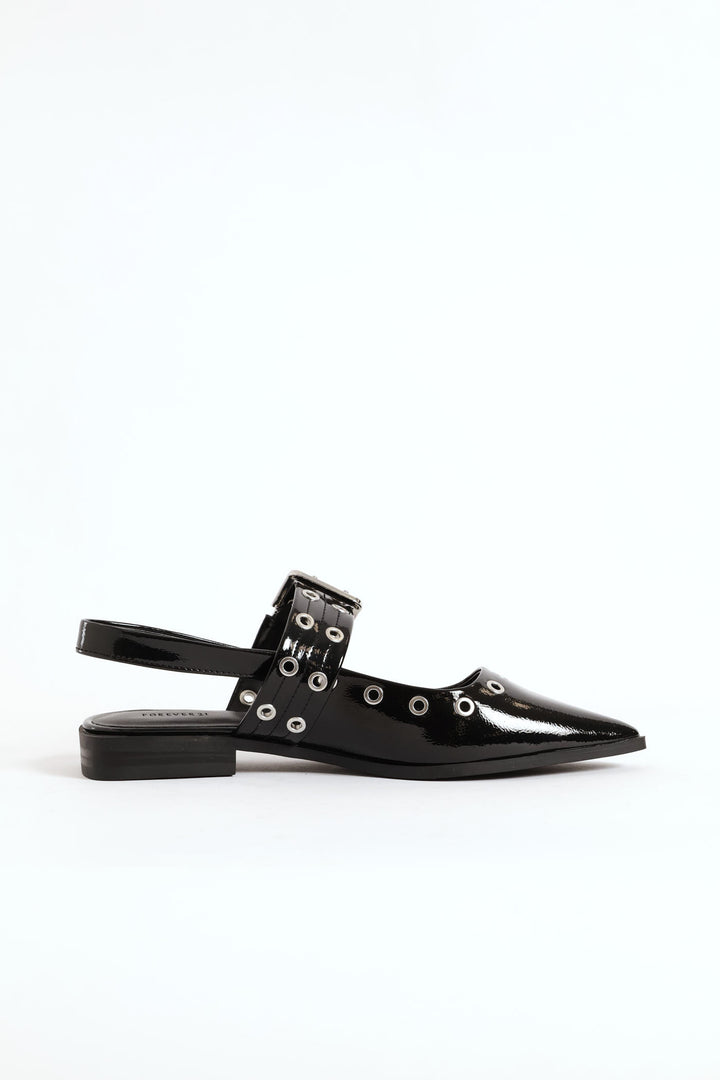 Single Sole Flat Mule - Black