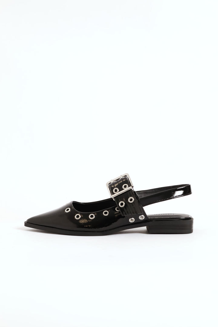Single Sole Flat Mule - Black