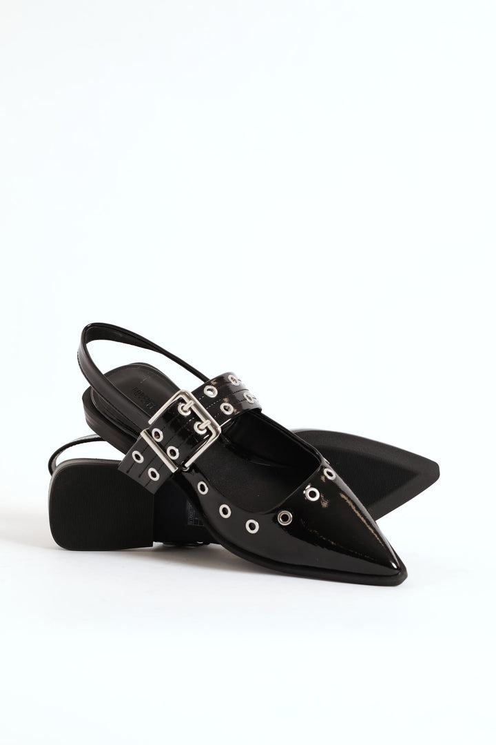 Single Sole Flat Mule - Black