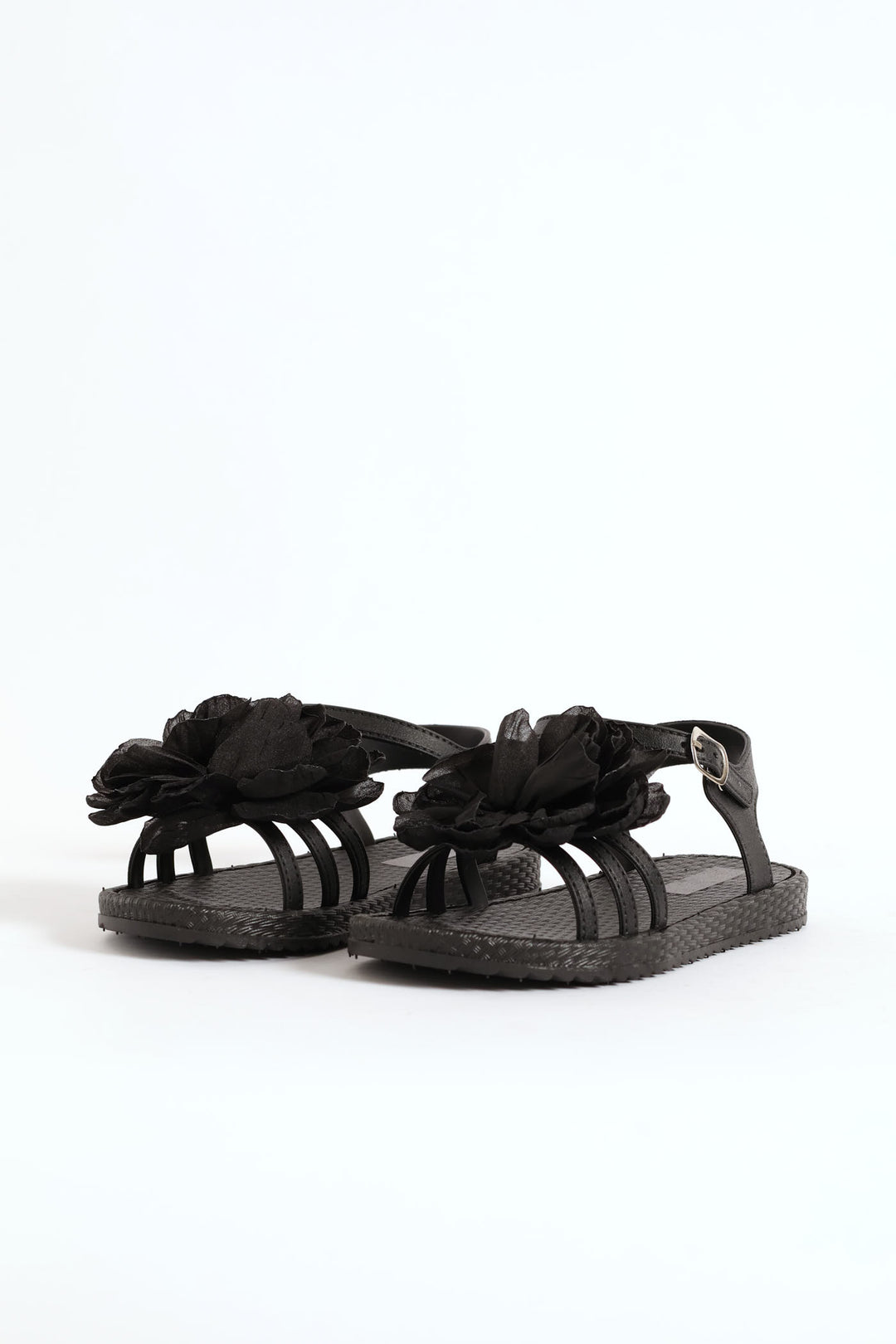 Girls Flower Moulded Sandal - Black
