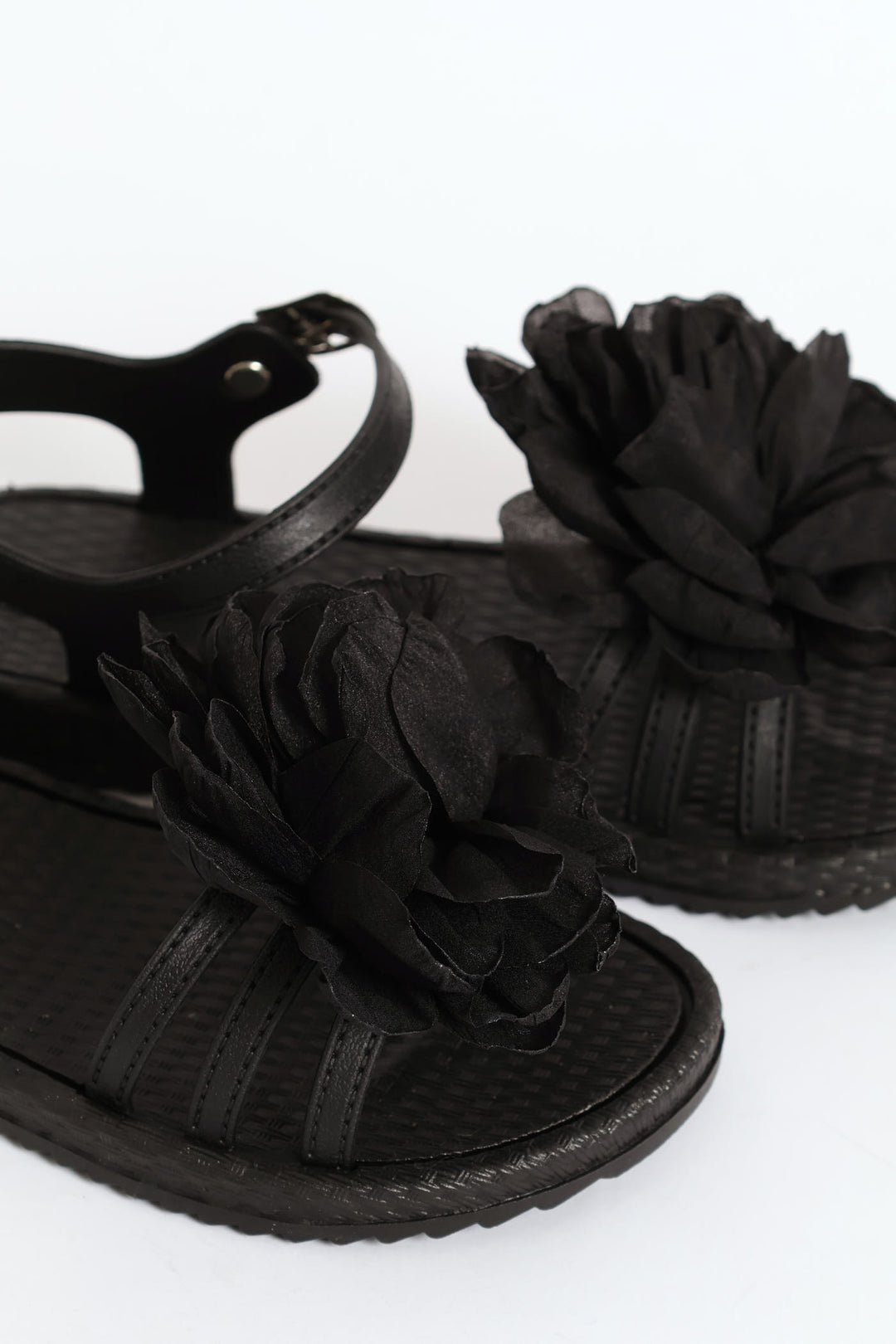Girls Flower Moulded Sandal - Black
