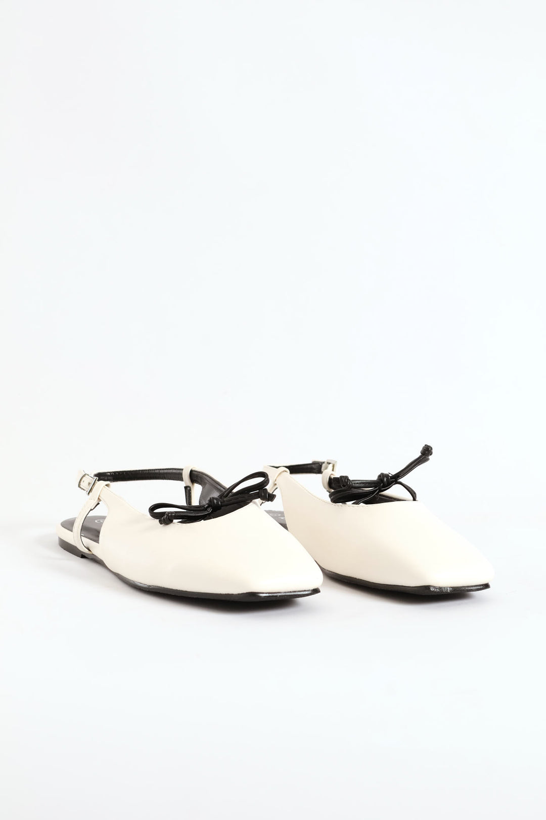 Square Toe Slingback Bow Mule - Black