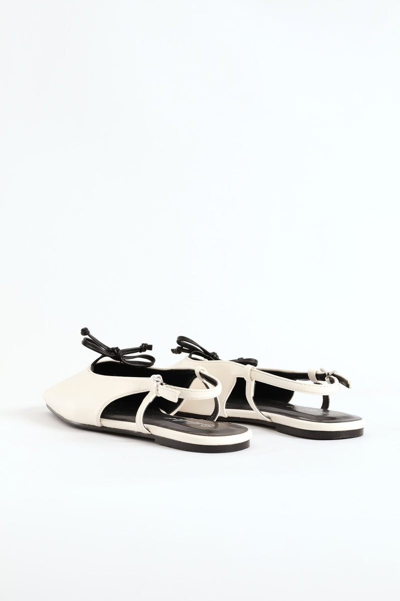 Square Toe Slingback Bow Mule - Black