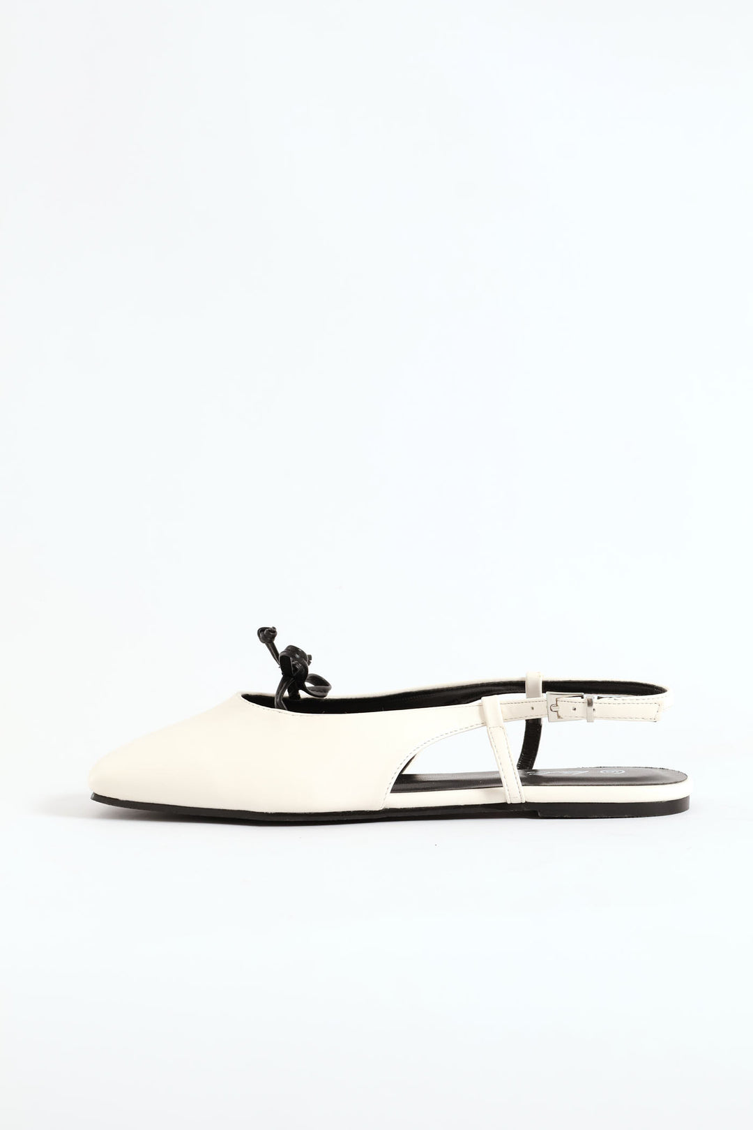 Square Toe Slingback Bow Mule - Black