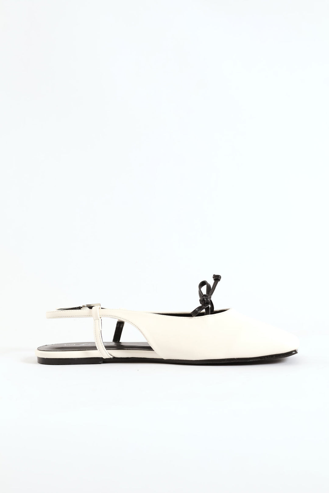 Square Toe Slingback Bow Mule - Black