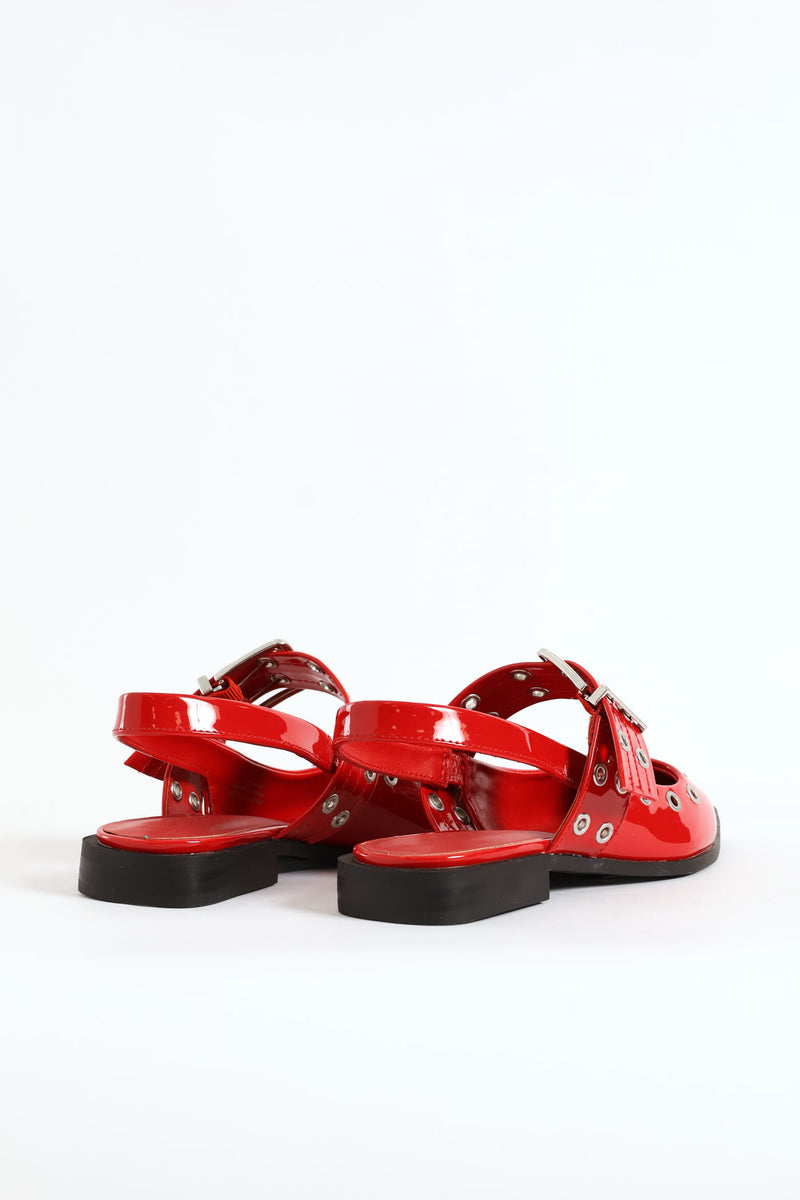 Single Sole Flat Mule - Red