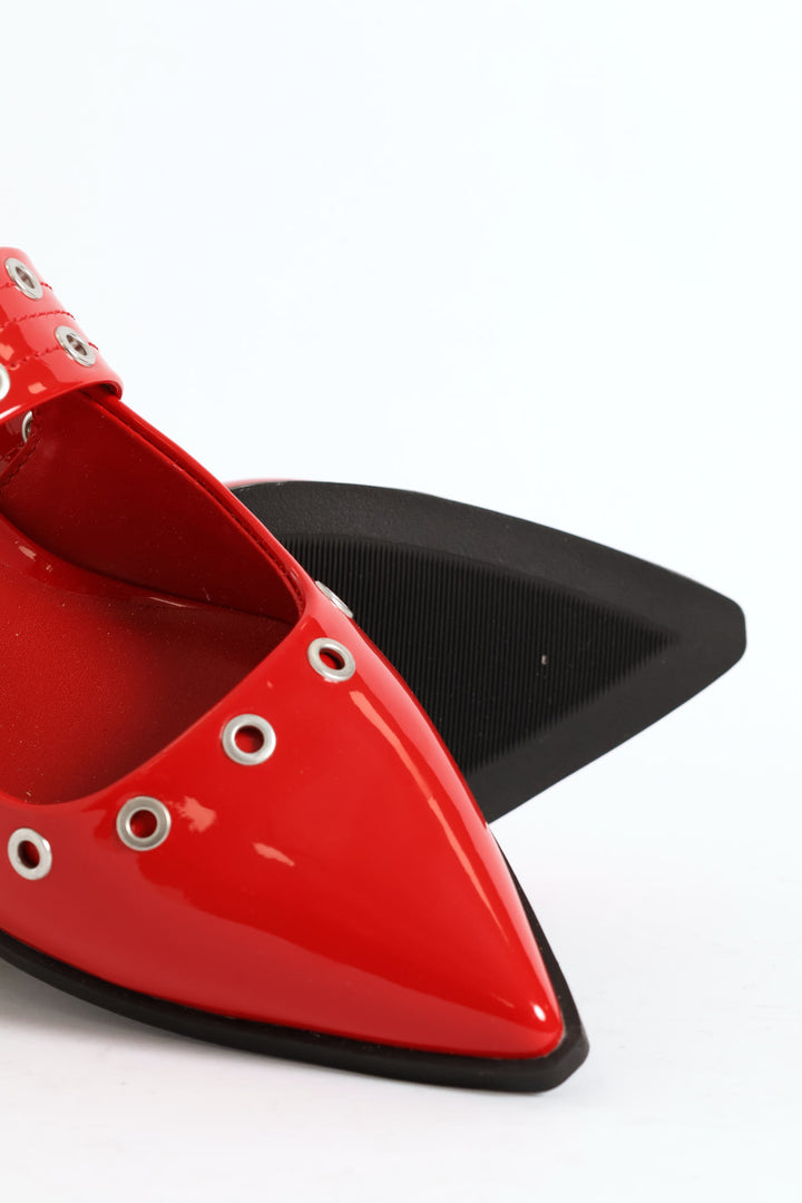 Single Sole Flat Mule - Red