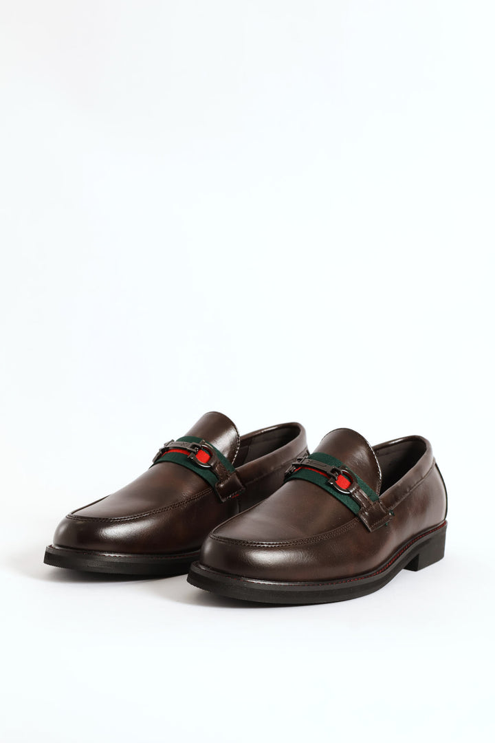 Tape & Trim Upper Detail Slip On Formal Shoe - Chocolate