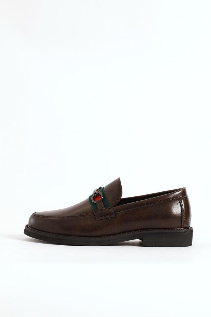 Tape & Trim Upper Detail Slip On Formal Shoe - Chocolate