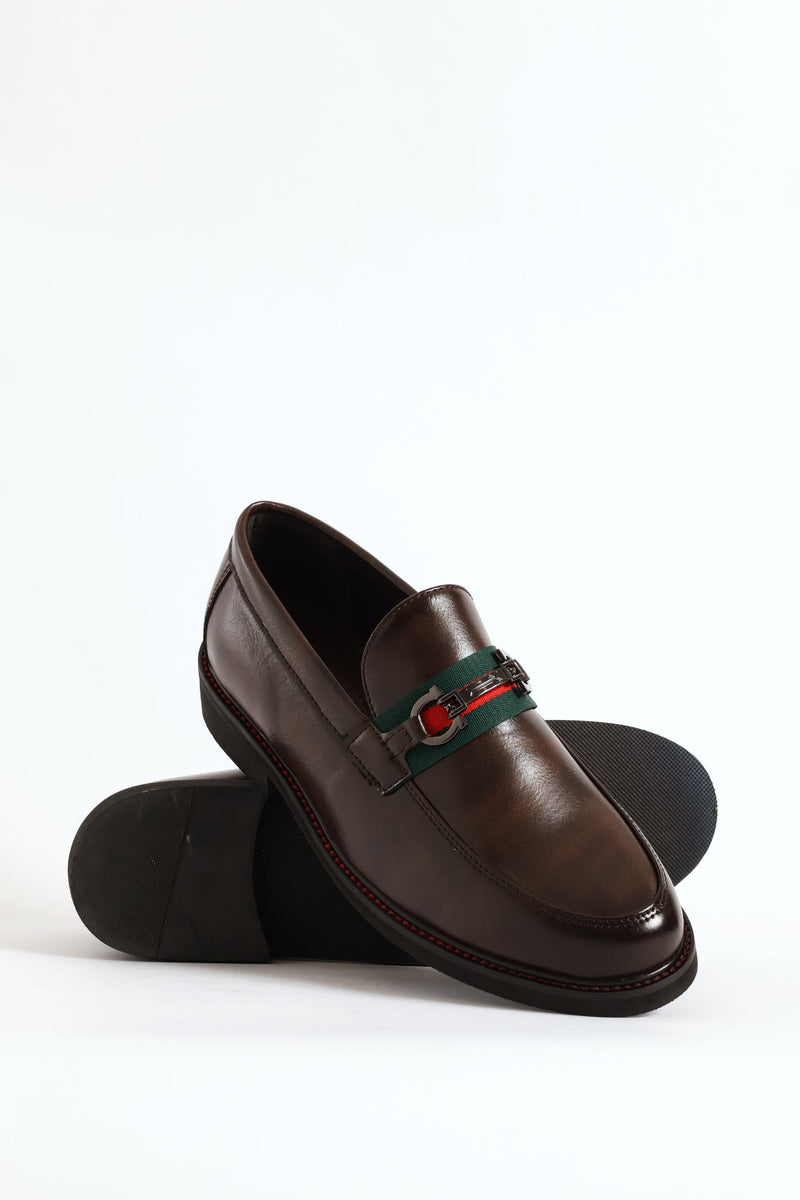 Tape & Trim Upper Detail Slip On Formal Shoe - Chocolate