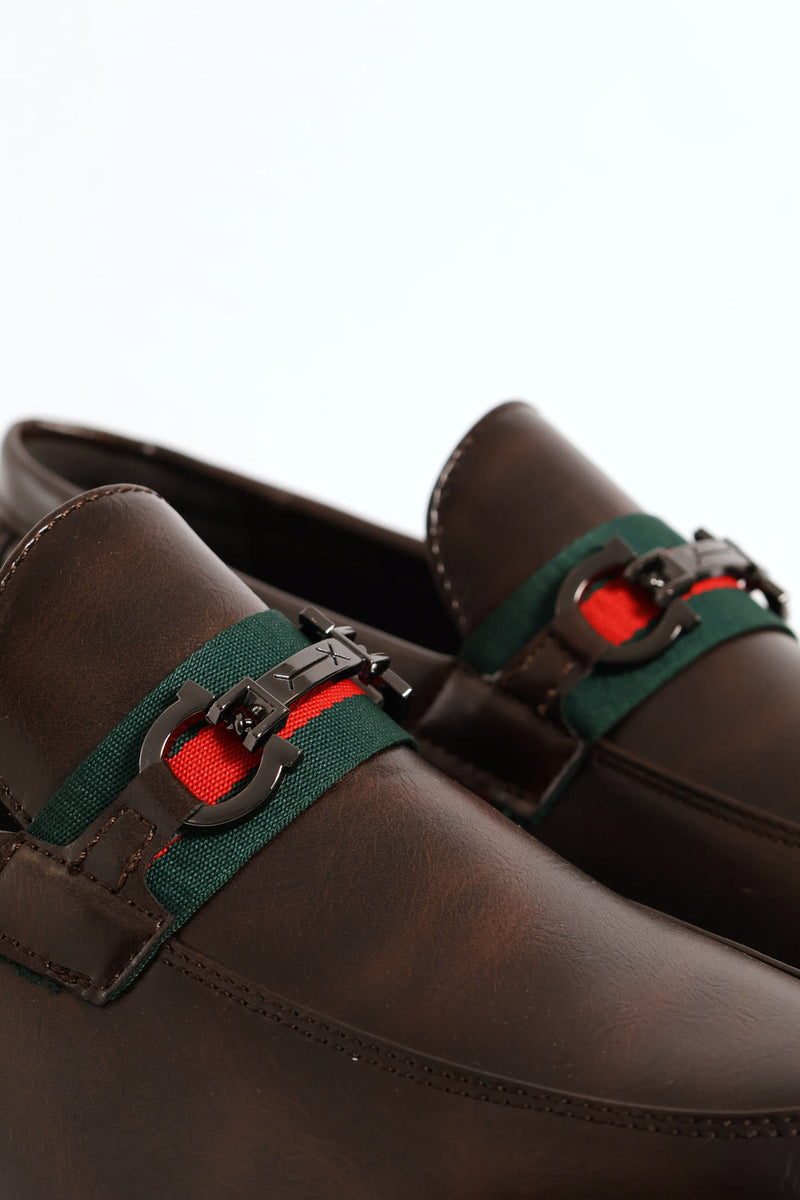 Tape & Trim Upper Detail Slip On Formal Shoe - Chocolate